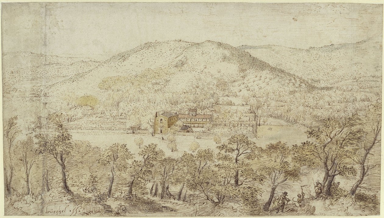 Südliche Hügellandschaft mit Klostergebäuden von Pieter Brueghel the Elder