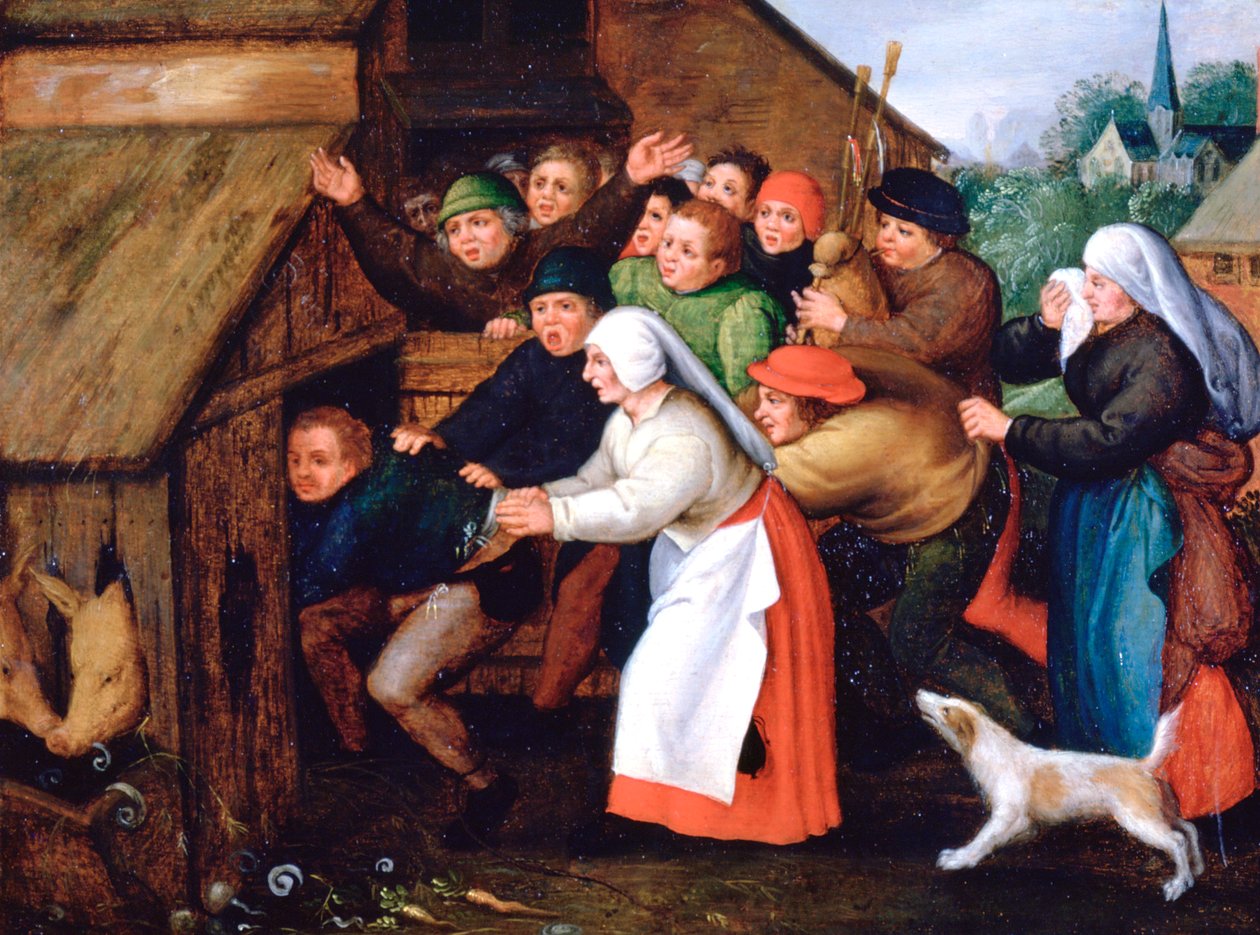 Der Betrunkene in den Schweinestall gestoßen, 1564-1638 von Pieter Brueghel the Younger