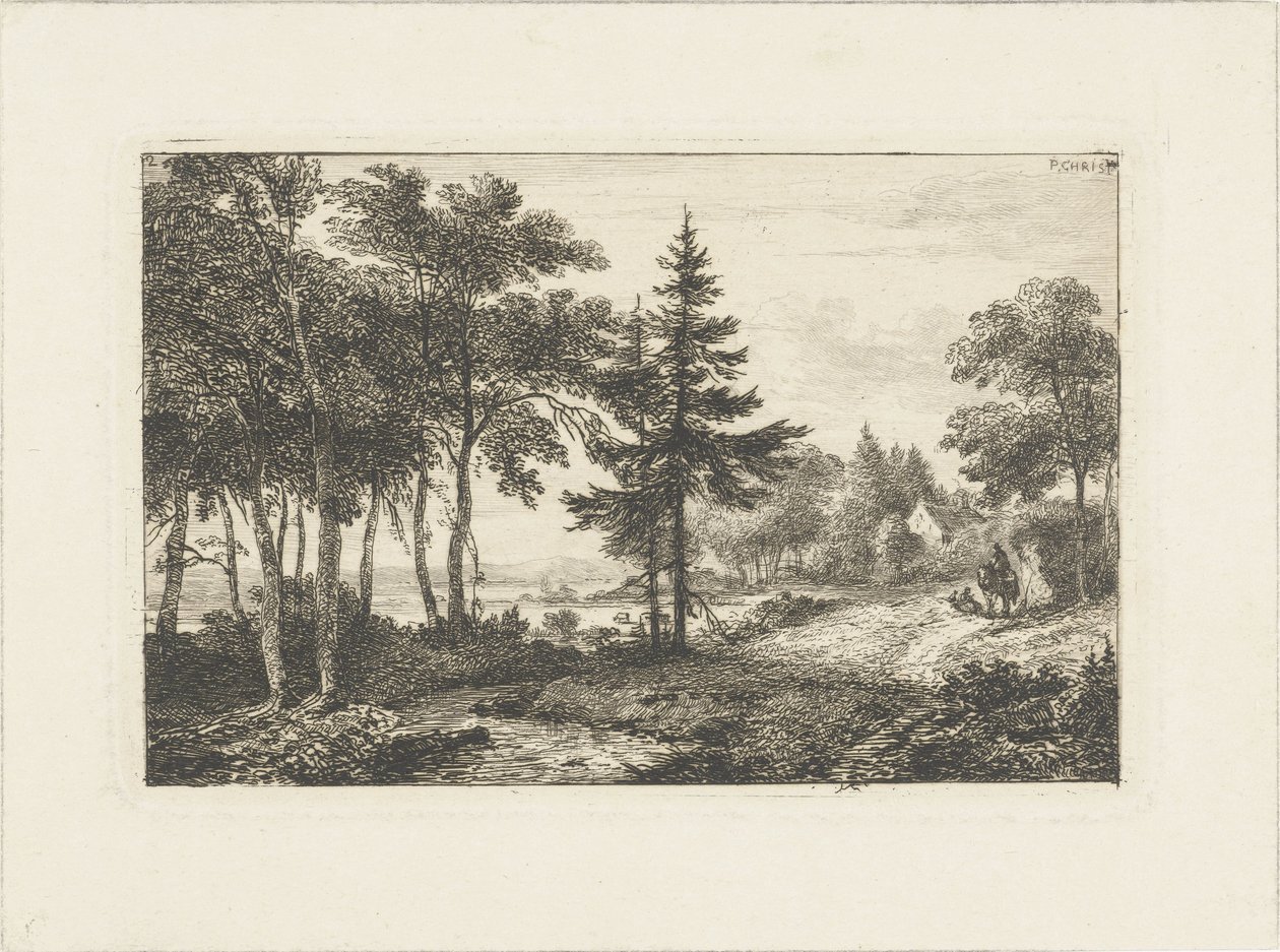 Landschaft mit Kiefer und Reiter von Pieter Casper Christ