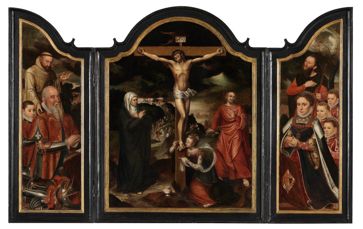 Christus am Kreuz mit der Jungfrau, St. Johannes und Maria Magdalena von Pieter Claeissens