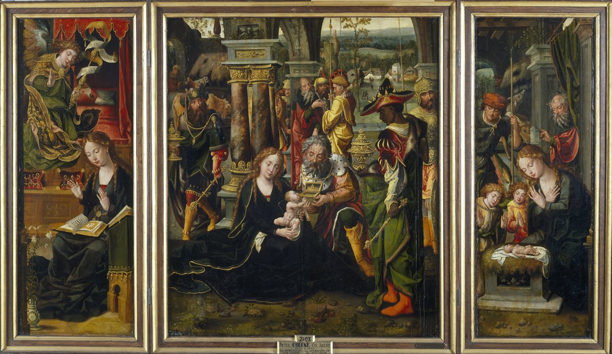 Die Verkündigung. Die Anbetung der Könige. Die Anbetung der Hirten, zweites Viertel des 1 von Pieter Coecke van Aelst