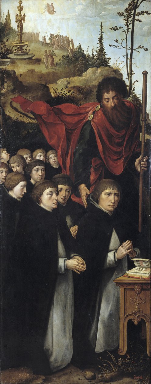 Der Apostel Jakobus der Ältere mit Predigern, rechtes Panel des Jüngsten Gerichts Triptychons von Pieter Coecke van Aelst