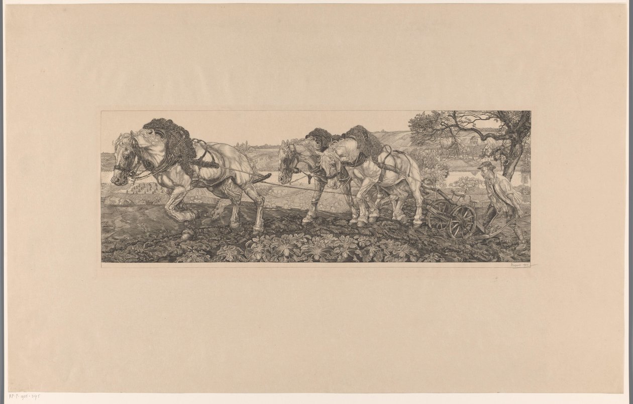 Pflügende Pferde von Pieter Dupont (signed by artist)