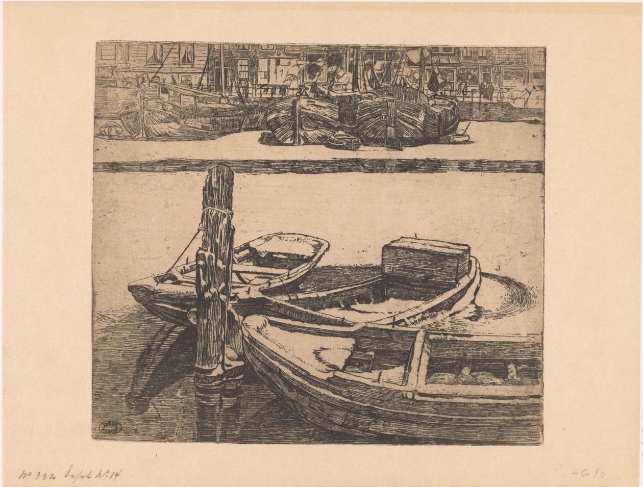 Schiffe im Damrak in Amsterdam von Pieter Dupont (signed by artist)