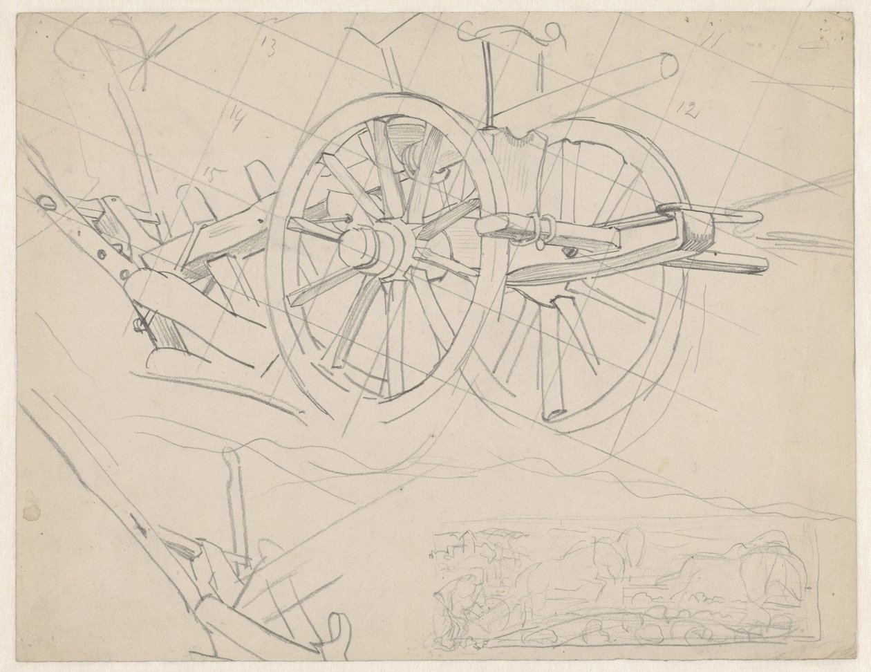 Studie von Pflug und einem Mann mit Pflug und Doppelgespann von Pieter Dupont