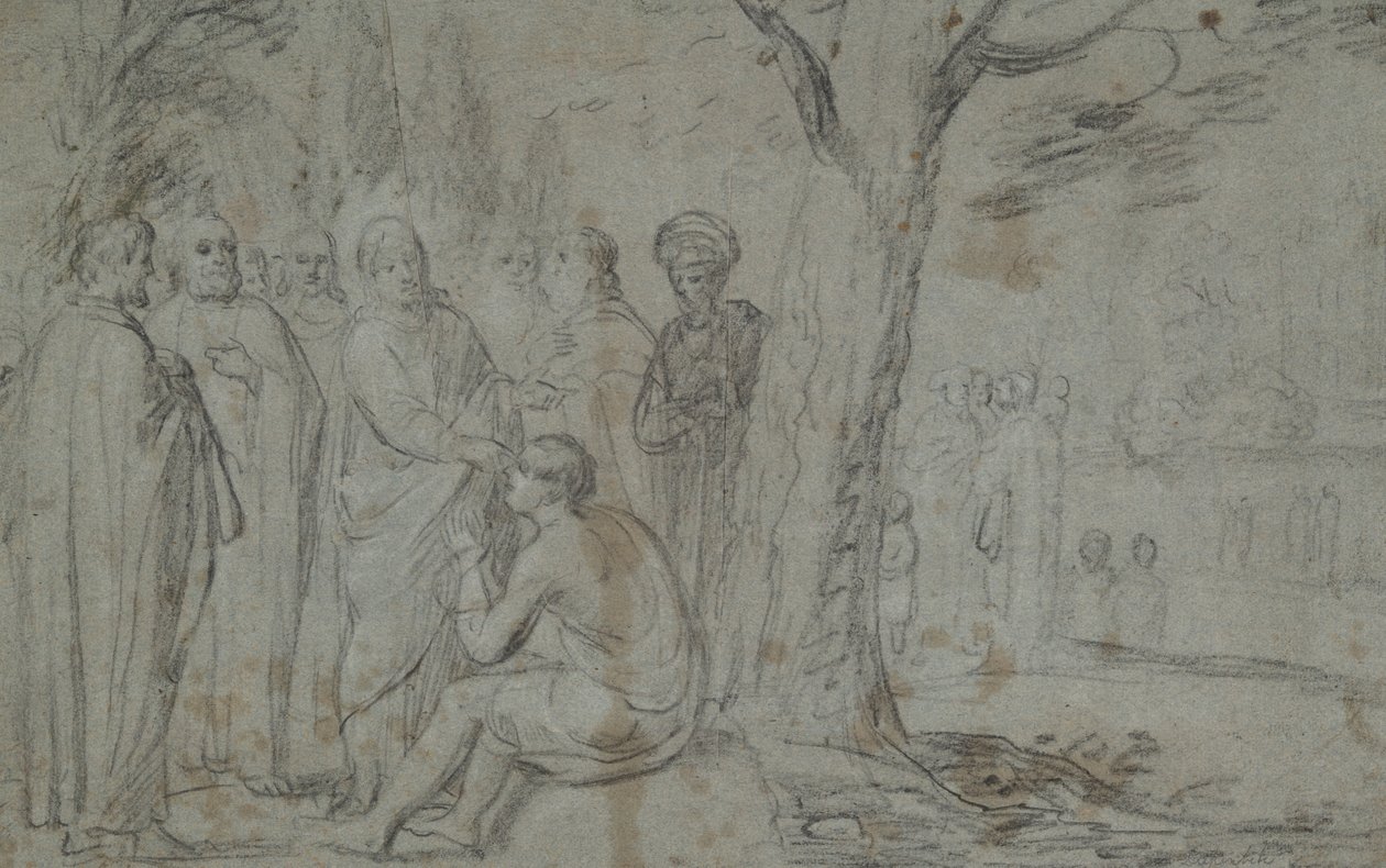 Christus heilt den Blinden (recto); Venus und Amor (verso) von Pieter Fransz. de Grebber