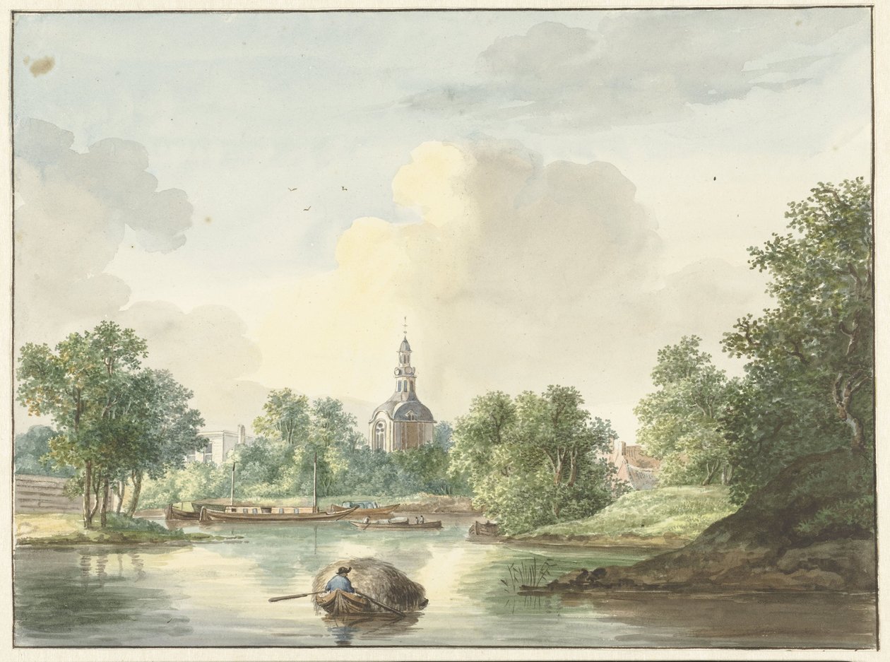 Das Hogerwoerdse Tor in Leiden vom Singel aus gesehen von Pieter Gerardus van Os