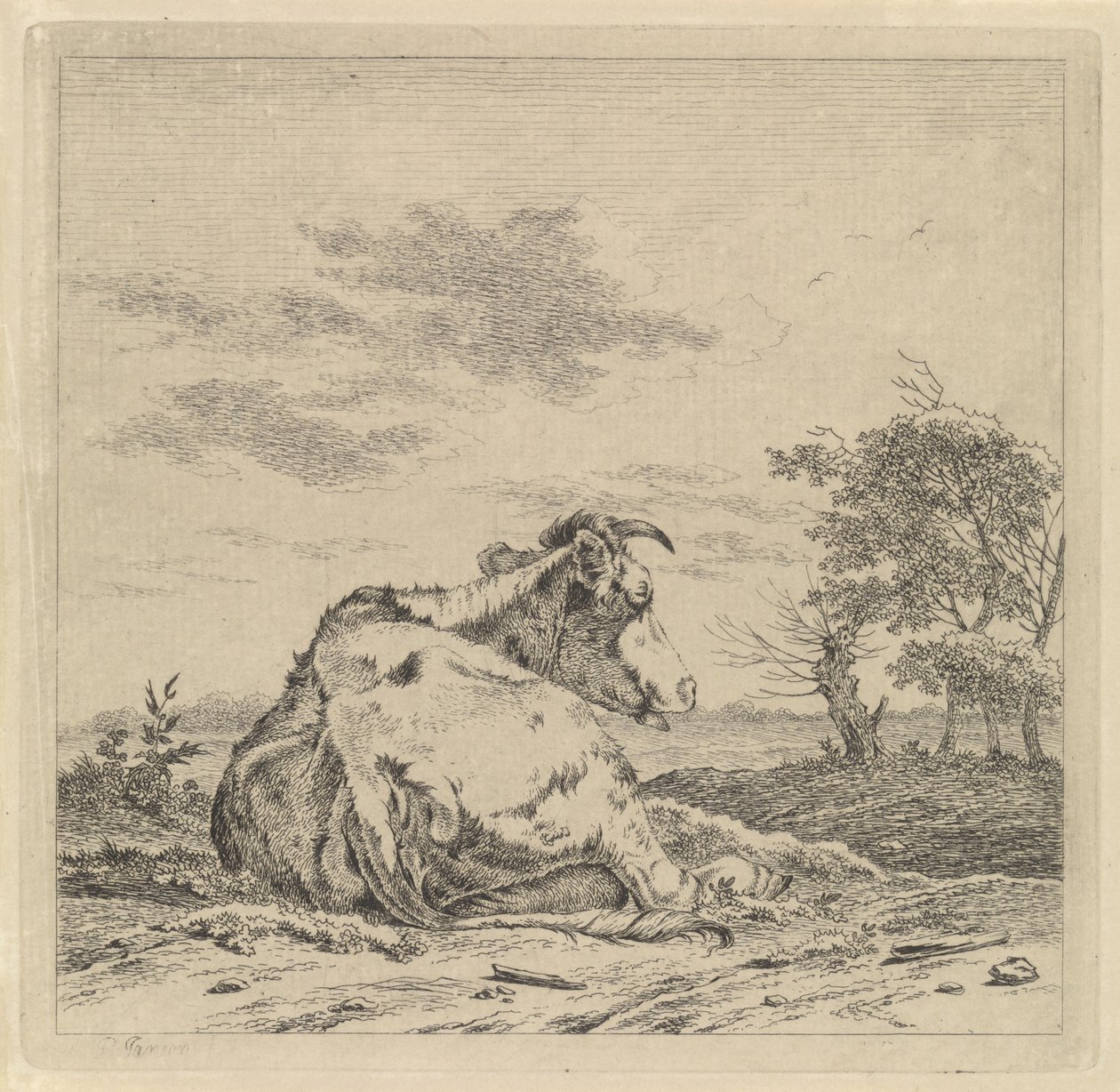 Landschaft mit liegender Kuh von Pieter Janson