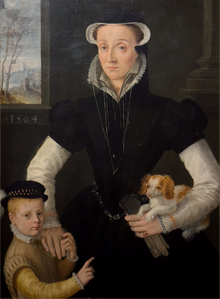 Witwe mit ihrem Sohn von Pieter Jansz. (manner of) Pourbus