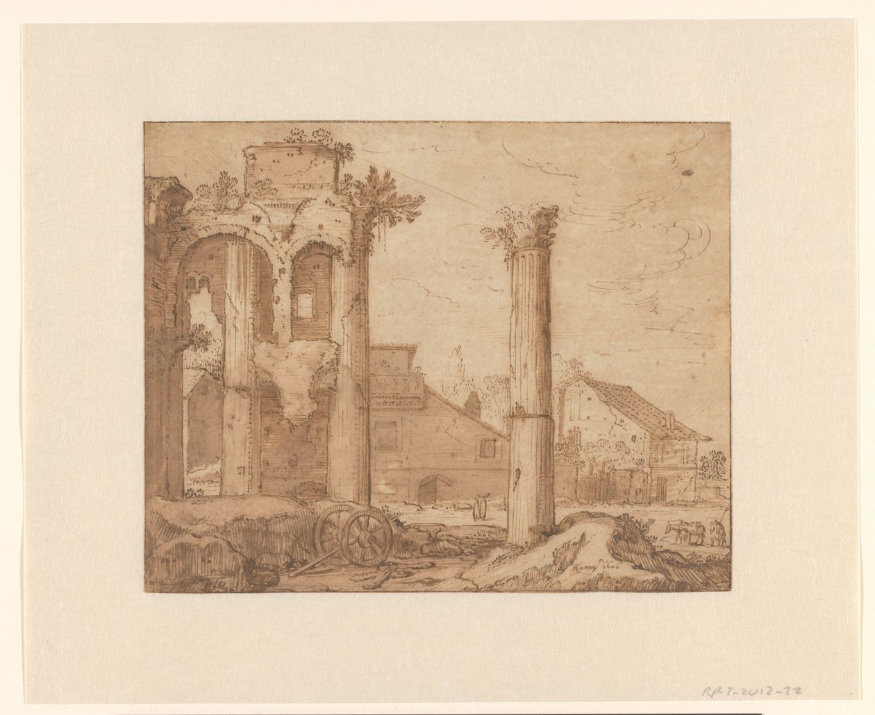 Das Forum von Nerva in Rom, gesehen vom Tempel der Minerva von Pieter Lastman