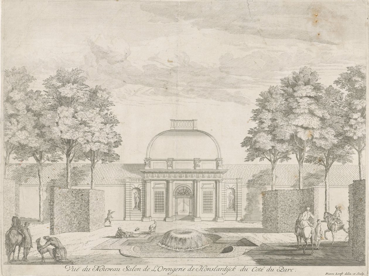 Orangerie von Honselersdijk, vom Park aus gesehen von Pieter Loofs