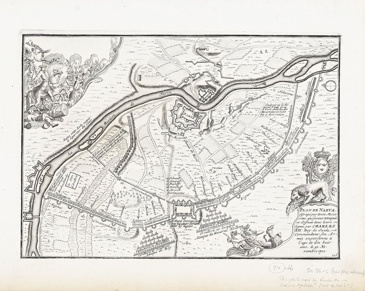 Karte von Narva im Jahr 1700 von Pieter Mortier