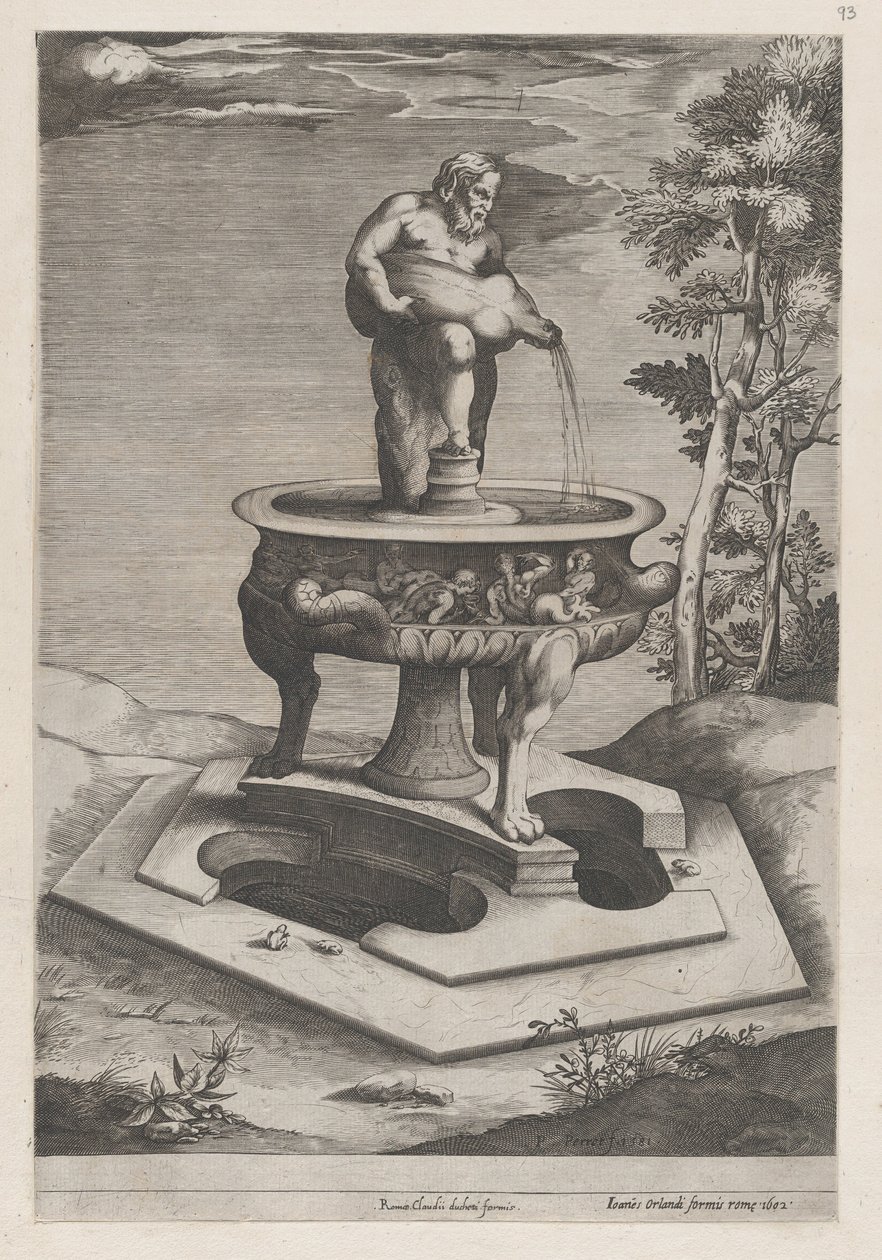 Speculum Romanae Magnificentiae: Ein Brunnen und Becken von Pieter Perret