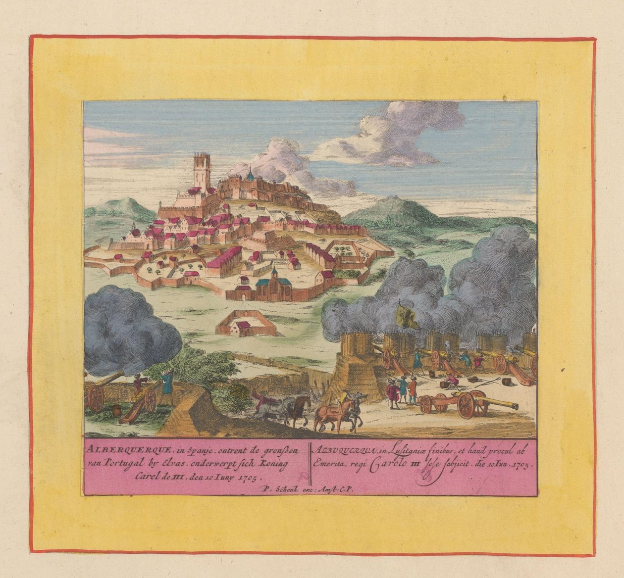 Belagerung von Albuquerque, 1705 von Pieter Schenk (I)