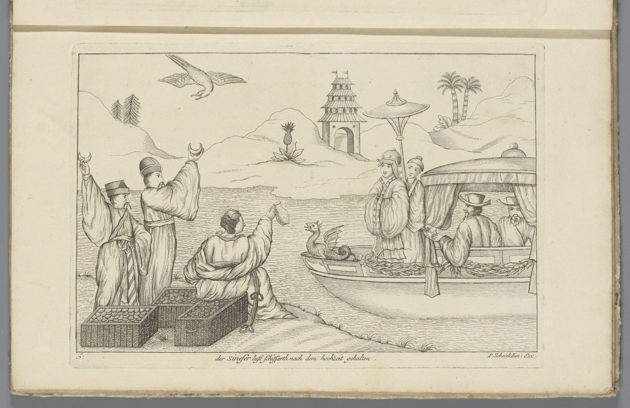 Bootsfahrt nach einer chinesischen Hochzeit von Pieter Schenk (II)