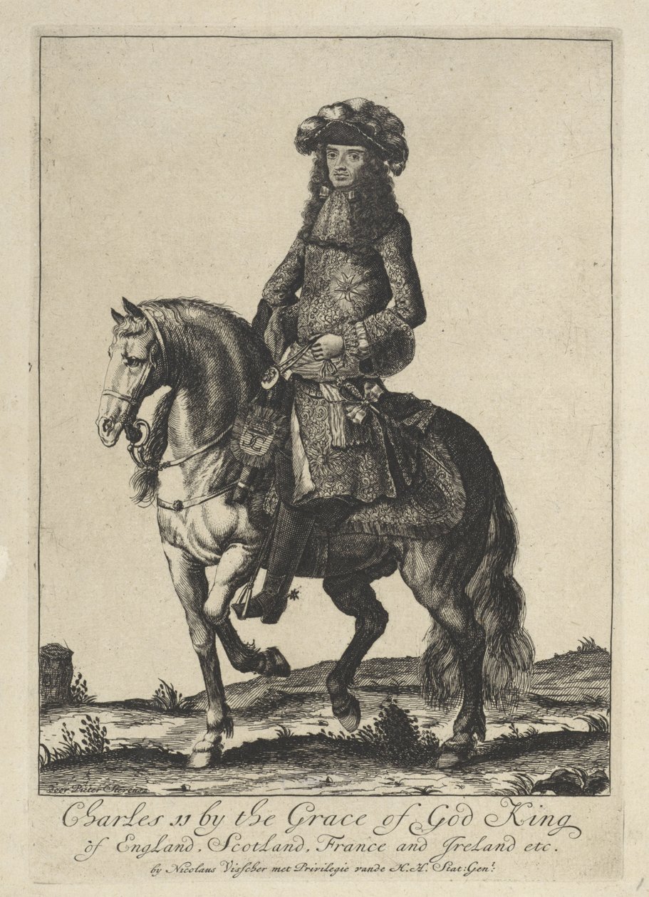Reiterporträt von König Karl II. von England von Pieter Stevens (vermeld in 1689)