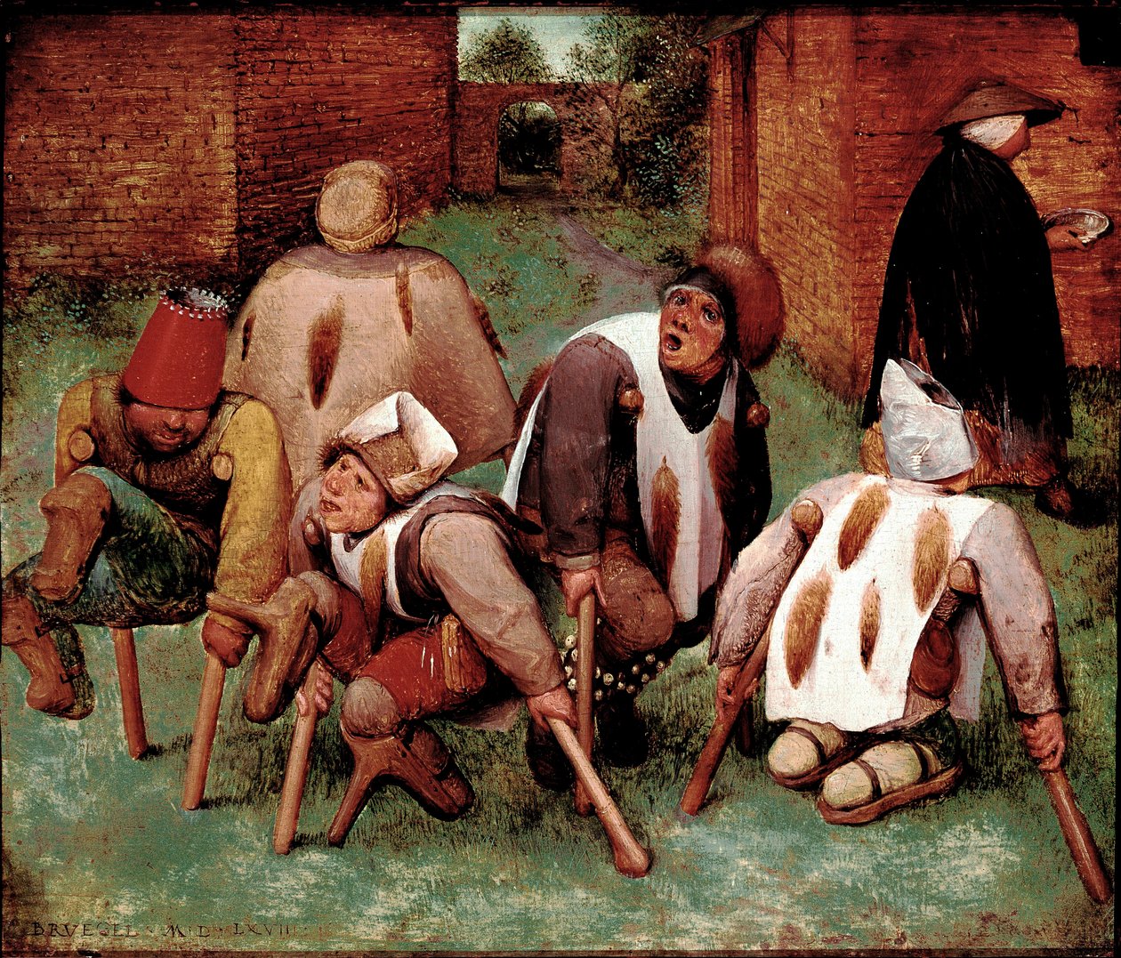 Die Krüppelgruppe von behinderten Charakteren, Kriegsversehrte. Gemälde von Pieter Bruegel dem Älteren (1525-1569) 1568. Paris, Louvre von Pieter Bruegel the Elder