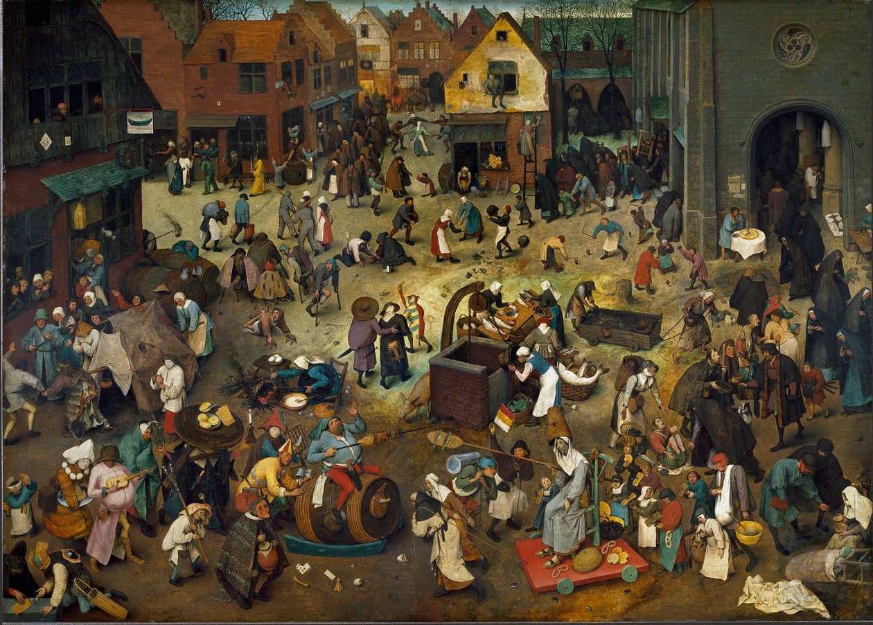 Der Kampf von Karneval (Fastnachtsdienstag) und Fastenzeit von Pieter The Elder Brueghel