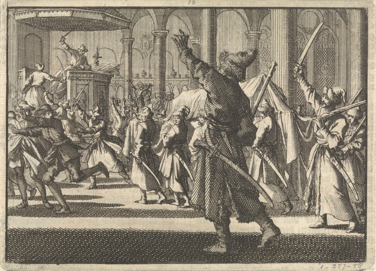 Die Polen in der Riddarholm-Kirche in Stockholm, 1698 von Pieter Van der Aa