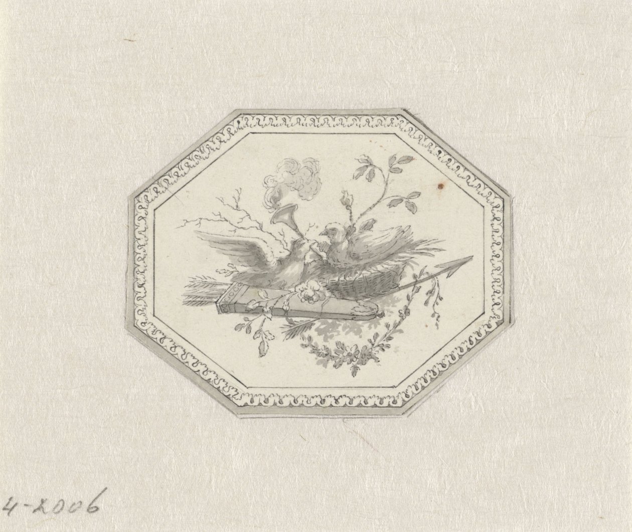 Vignette mit Stillleben mit Früchten von Pieter de Goeje