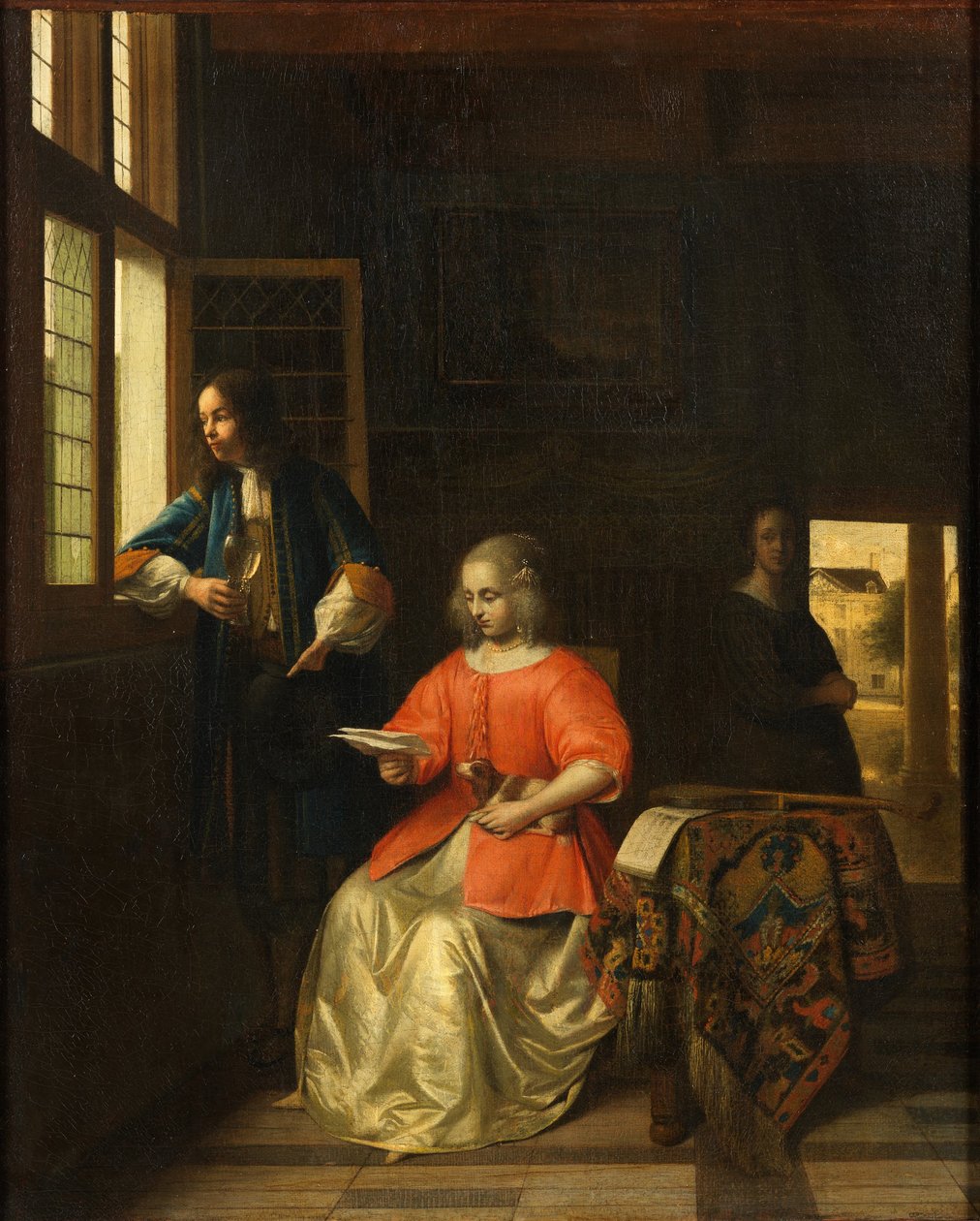Innenraum mit einer jungen Dame, die einen Brief liest von Pieter de Hooch