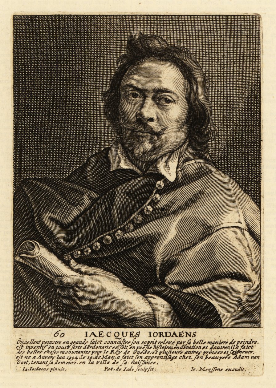 Porträt von Jacques Jordaens, flämischer Maler, Zeichner und Tapisseriedesigner, bekannt für seine Historiengemälde, Genrebilder und Porträts von Pieter de II Jode