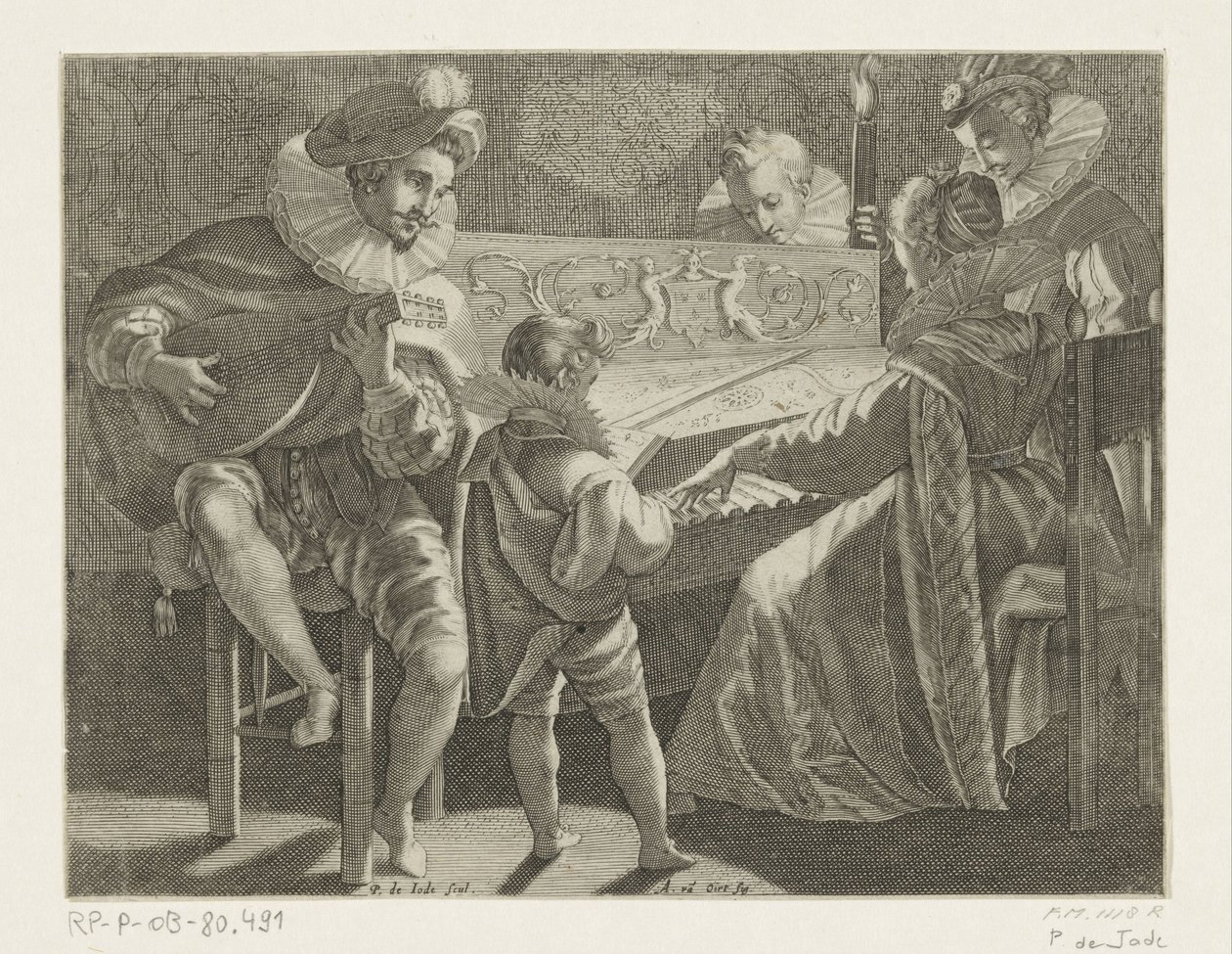 Musizierende Gesellschaft bei Fackellicht, ca. 1600 von Pieter de Jode (I)