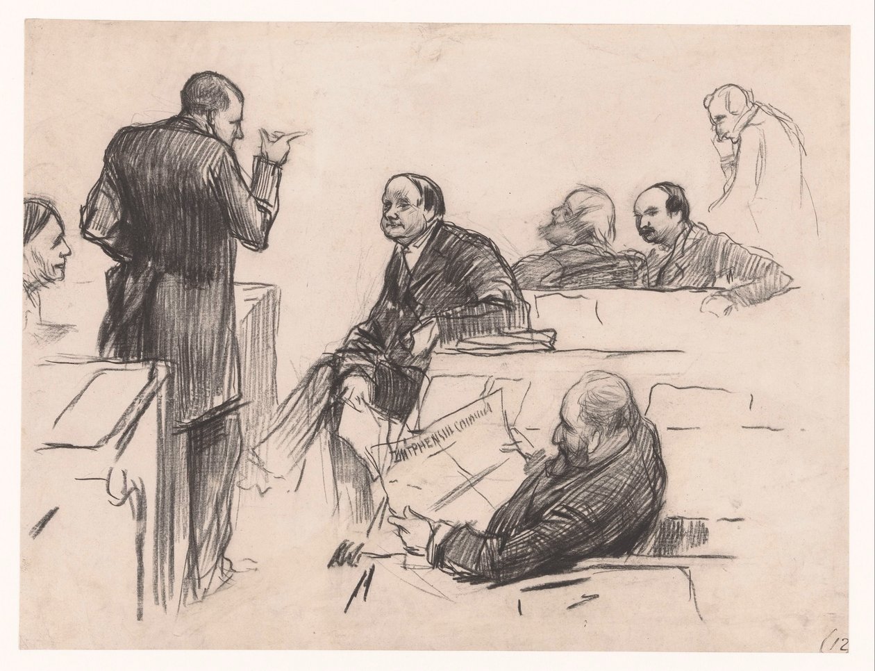 Parlamentsmitglieder Mr. H.C. Verniers van der Loeff, Mr. A.J.W. Farncombe Sanders, Mr. G.M. van der Linden, J. Willink und Jhr. Mr. Ruys van Beerenbroek von Pieter de Josselin