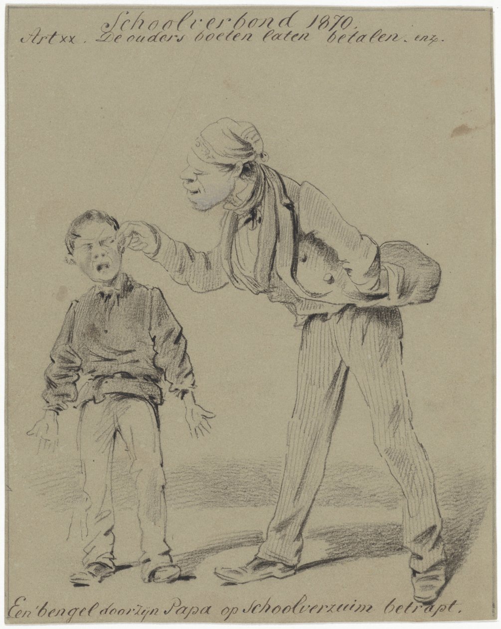 Vater und Sohn (Ein Bengel von seinem Papa beim Schulschwänzen erwischt) von Pieter van Loon