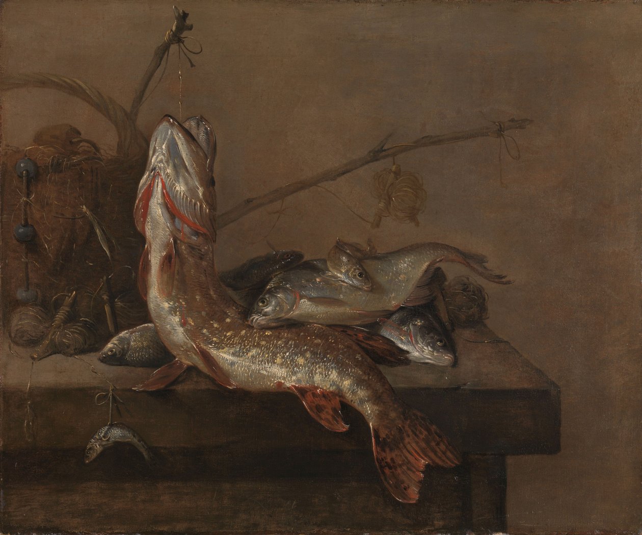 Stillleben mit Fisch von Pieter van Noort