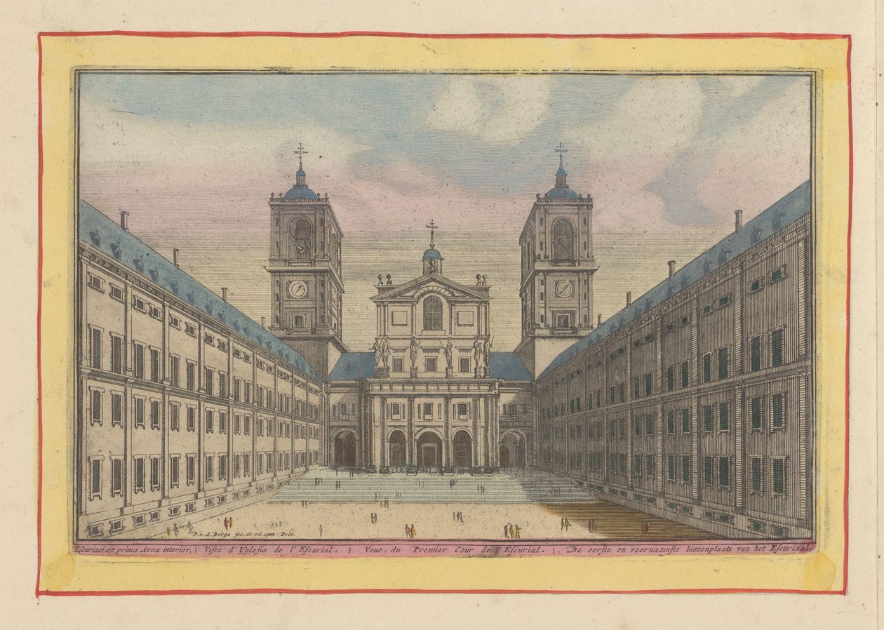 Ansicht des Innenhofs und des Zugangs zur Kirche von San Lorenzo im Escorial von Pieter van den Berge