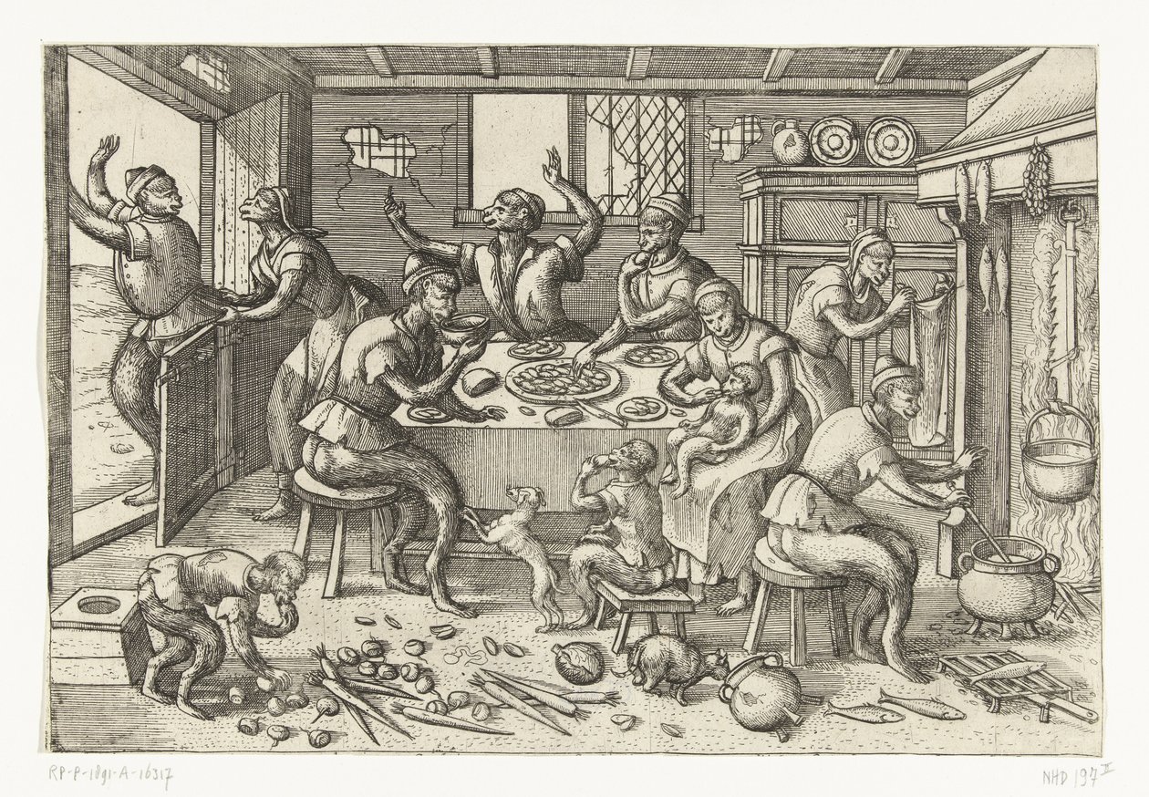Magere Küche (Apenspel) von Pieter van der Borcht (I)