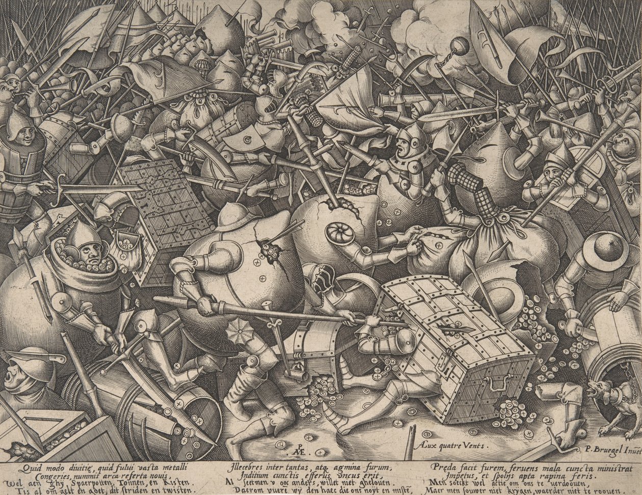 Der Kampf um Geld, nach 1570 von Pieter van der Heyden