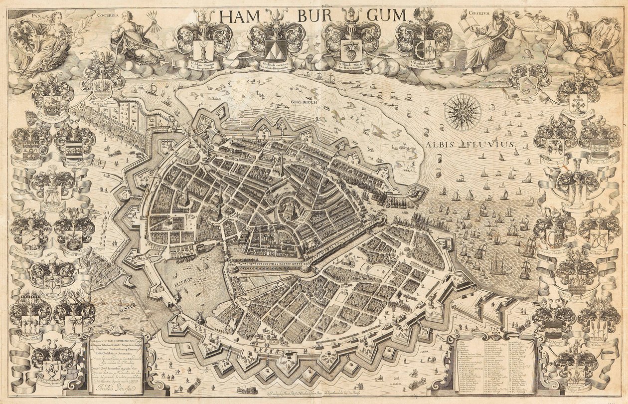 Karte von Hamburg, 1644 von Pietersen