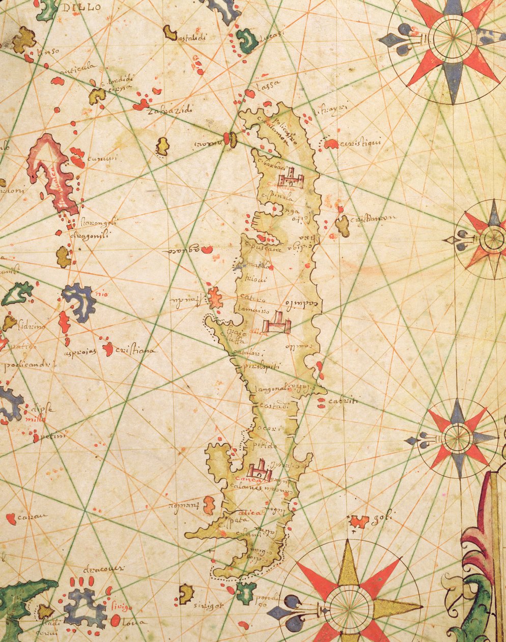 Die Insel Kreta, aus einem nautischen Atlas, 1651 (Detail) von Pietro Giovanni Prunes