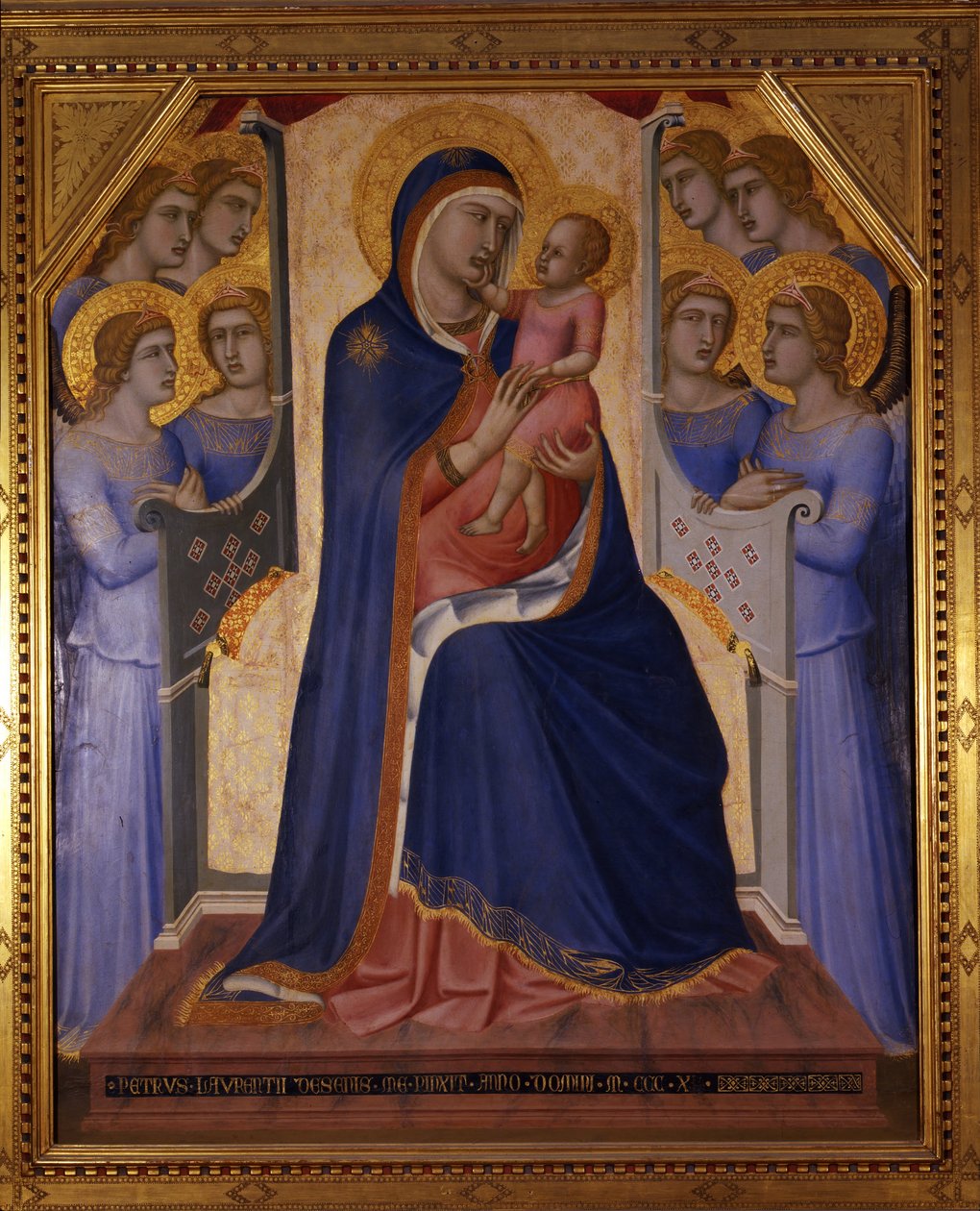 Madonna mit Kind und acht Engeln von Pietro Lorenzetti
