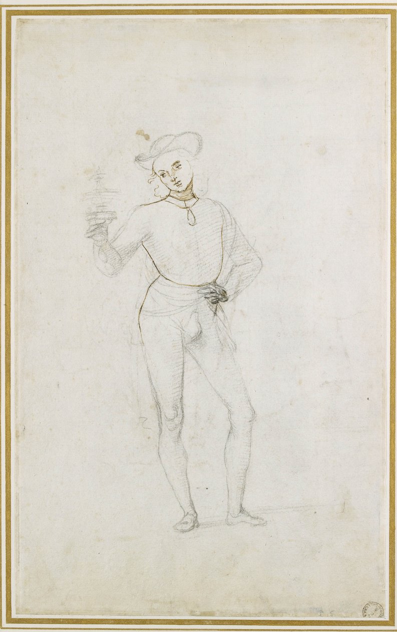 Eine Studie für eine Figur in einer Anbetung der Könige von Pietro Perugino