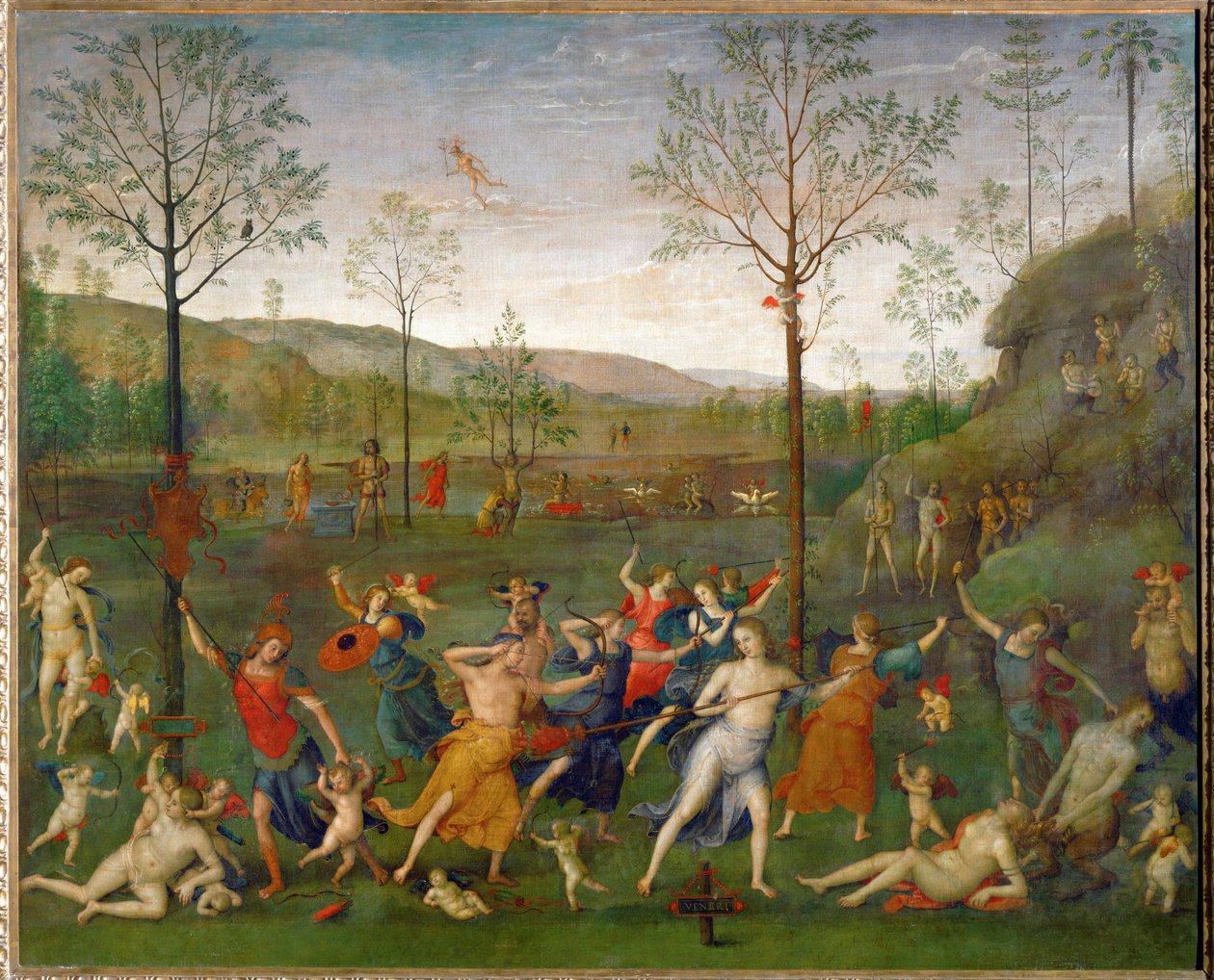 Der Kampf zwischen Liebe und Keuschheit von Pietro (studio of) Perugino