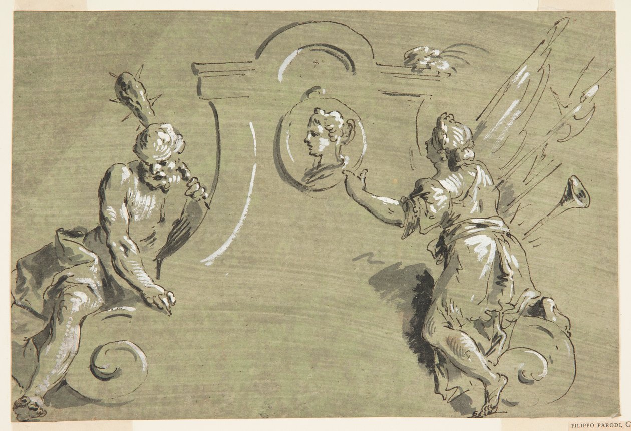 Entwurf für einen Teil einer gemalten Dekoration von Pietro Antonio Novelli