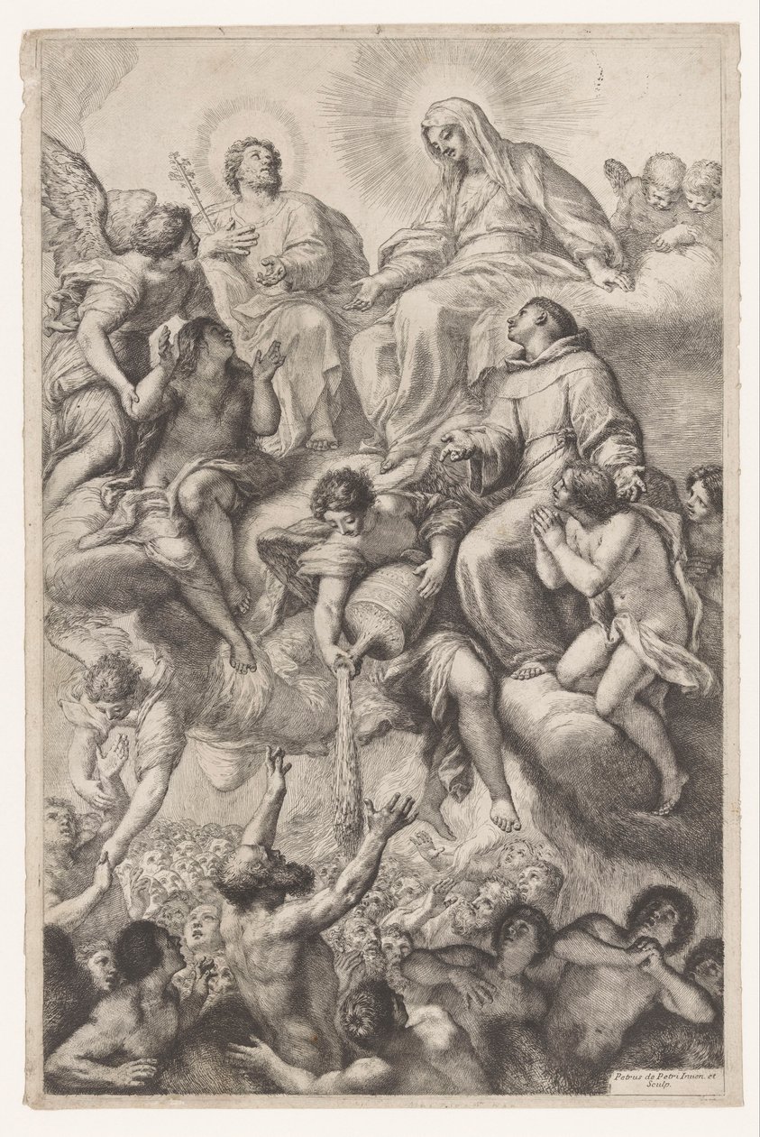 Maria, Josef und Antonius von Padua als Fürsprecher für Seelen im Fegefeuer von Pietro Antonio de Pietri
