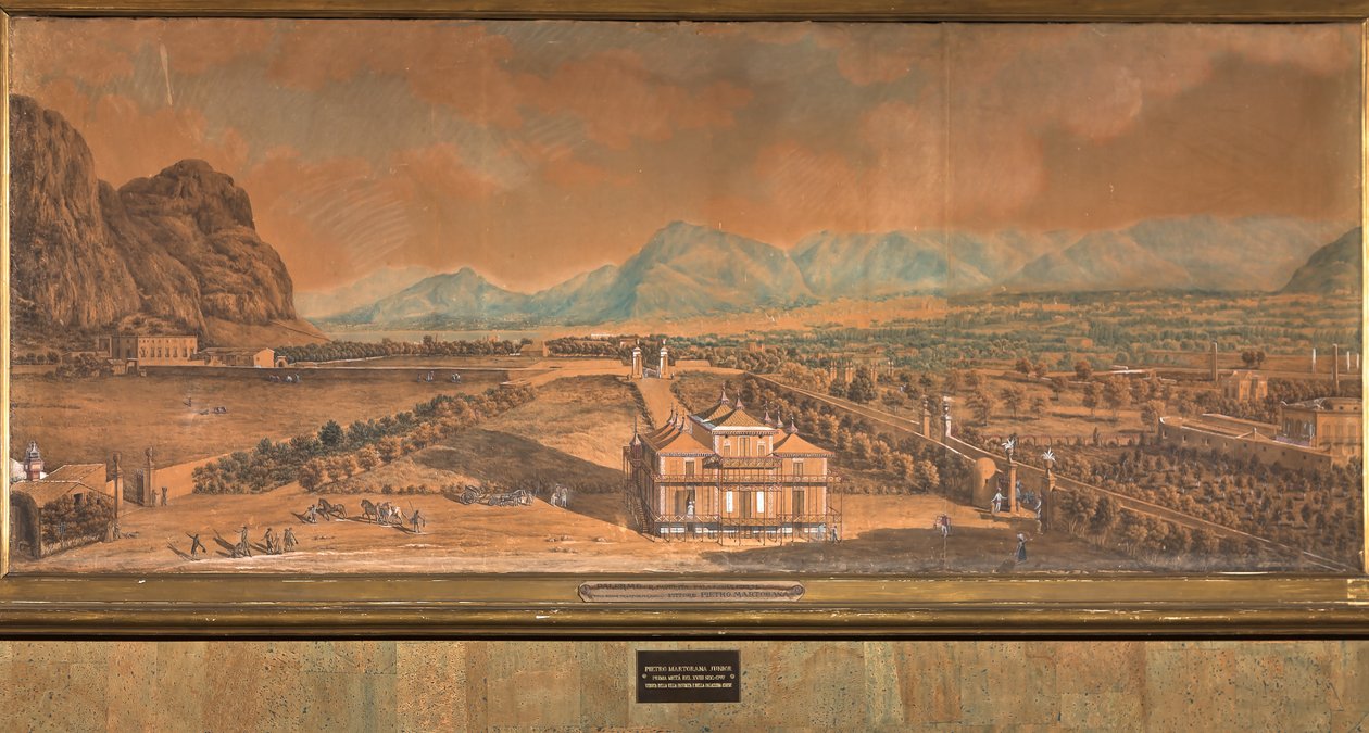 Ansicht der Villa Favorita und des Chinesischen Palastes von Pietro Junior Martorana