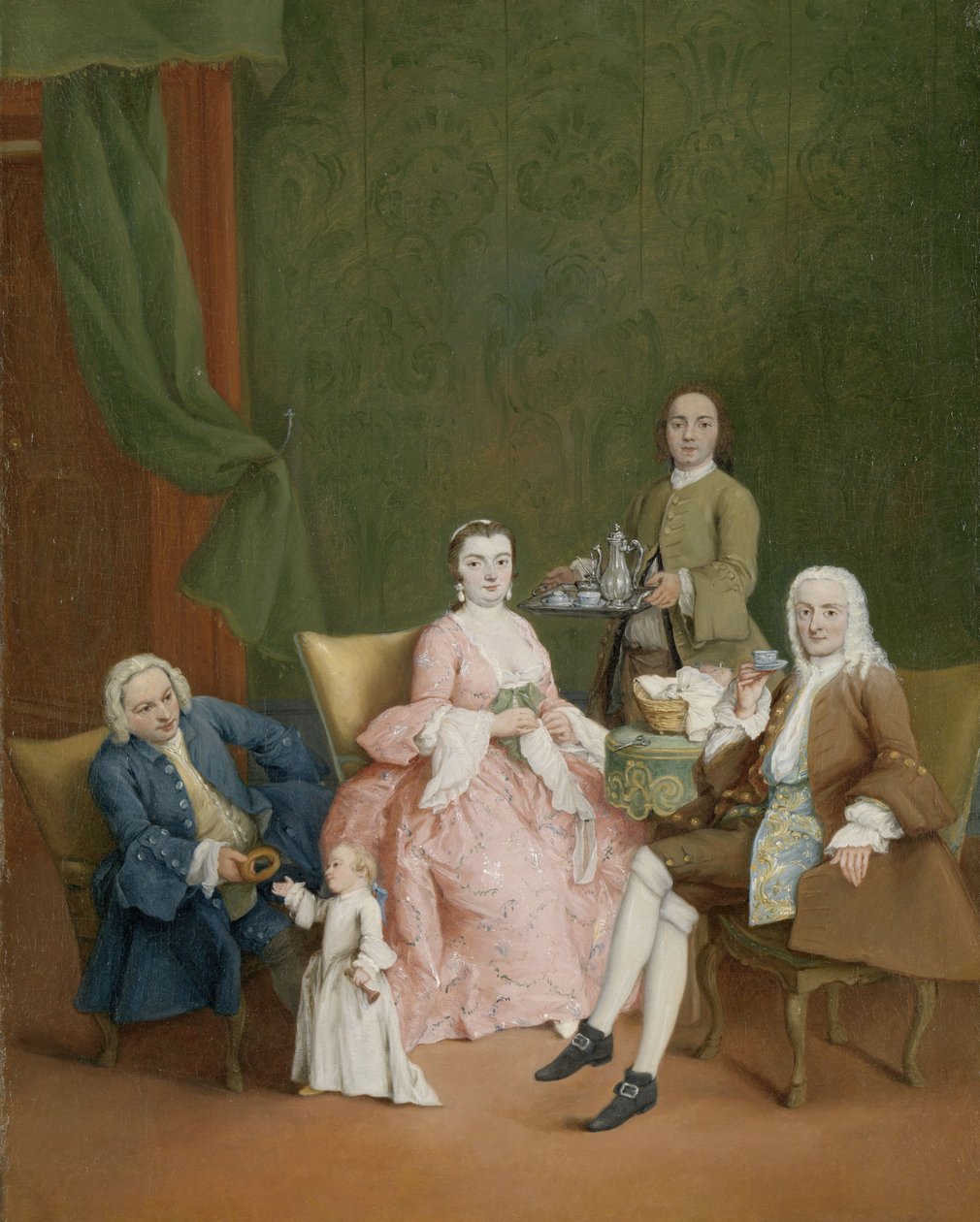 Porträt einer venezianischen Familie mit einem Diener, der Kaffee serviert von Pietro Longhi