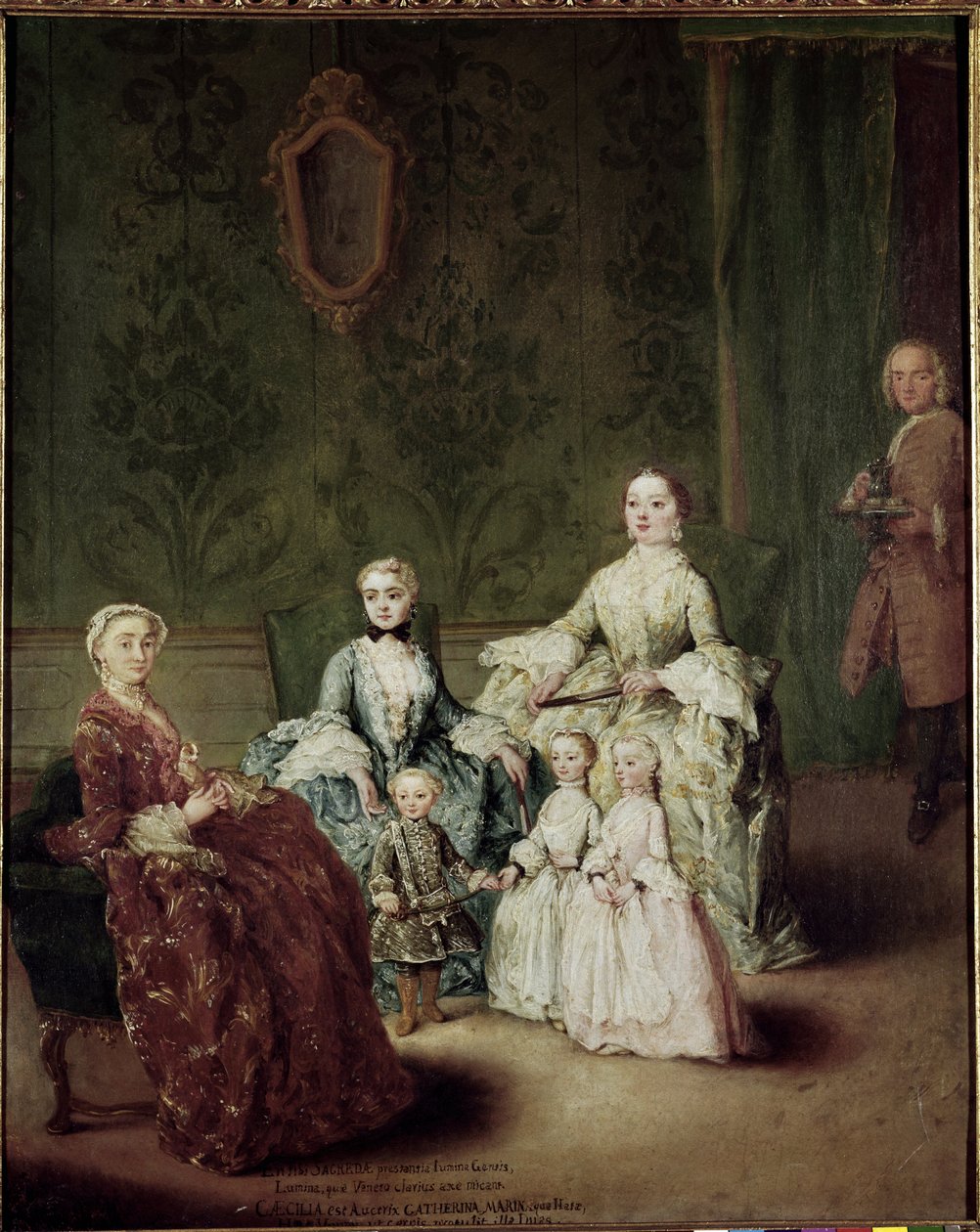 Porträt der Familie Sagredo. Gemälde von Pietro Longhi von Pietro Longhi