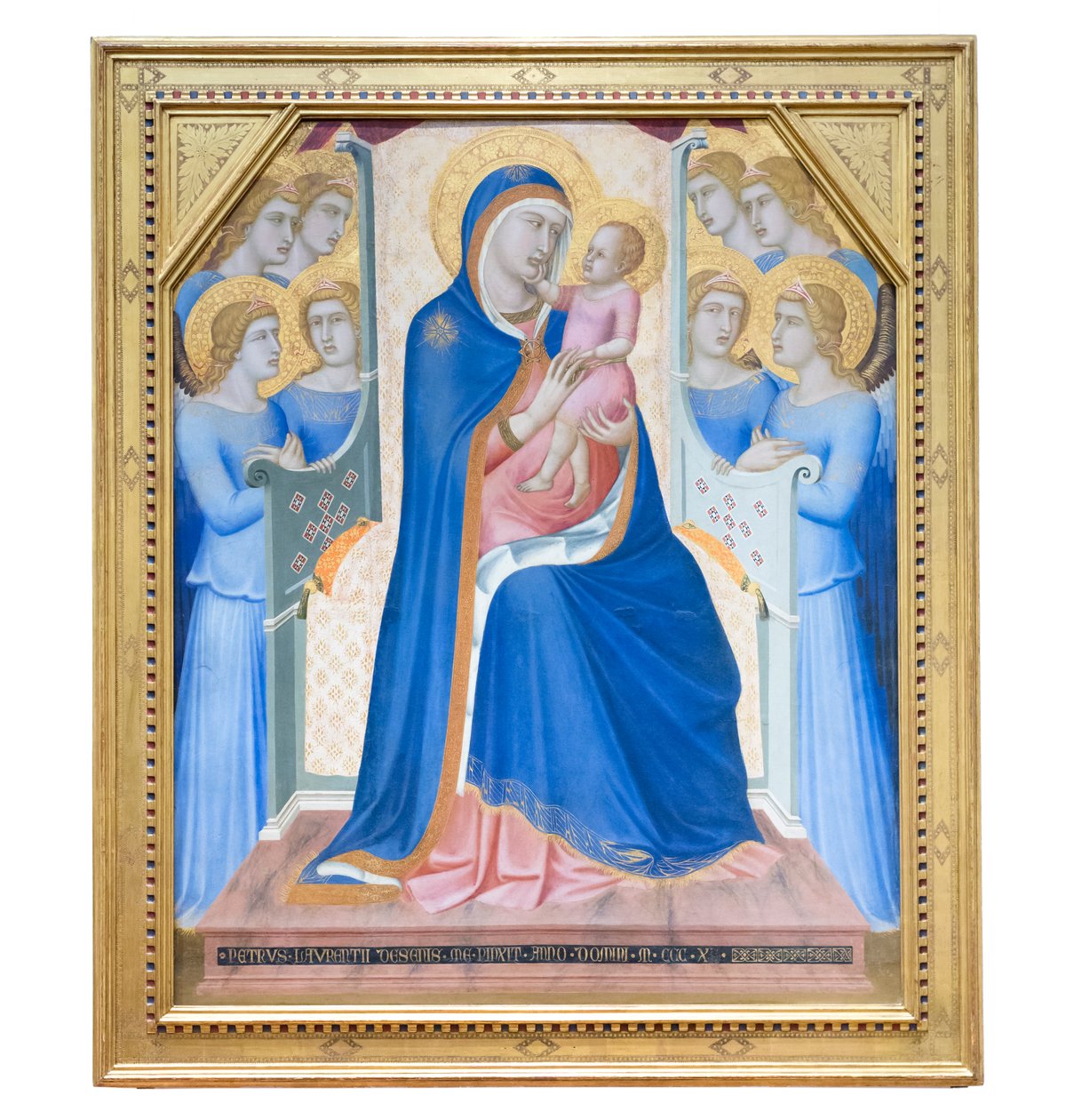 Madonna und Kind auf dem Thron mit acht Engeln von Pietro Lorenzetti