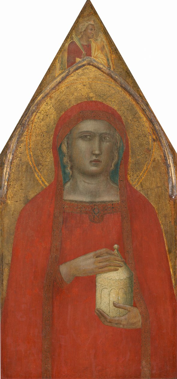Heilige Maria Magdalena mit einem Engel [linkes Panel] von Pietro Lorenzetti