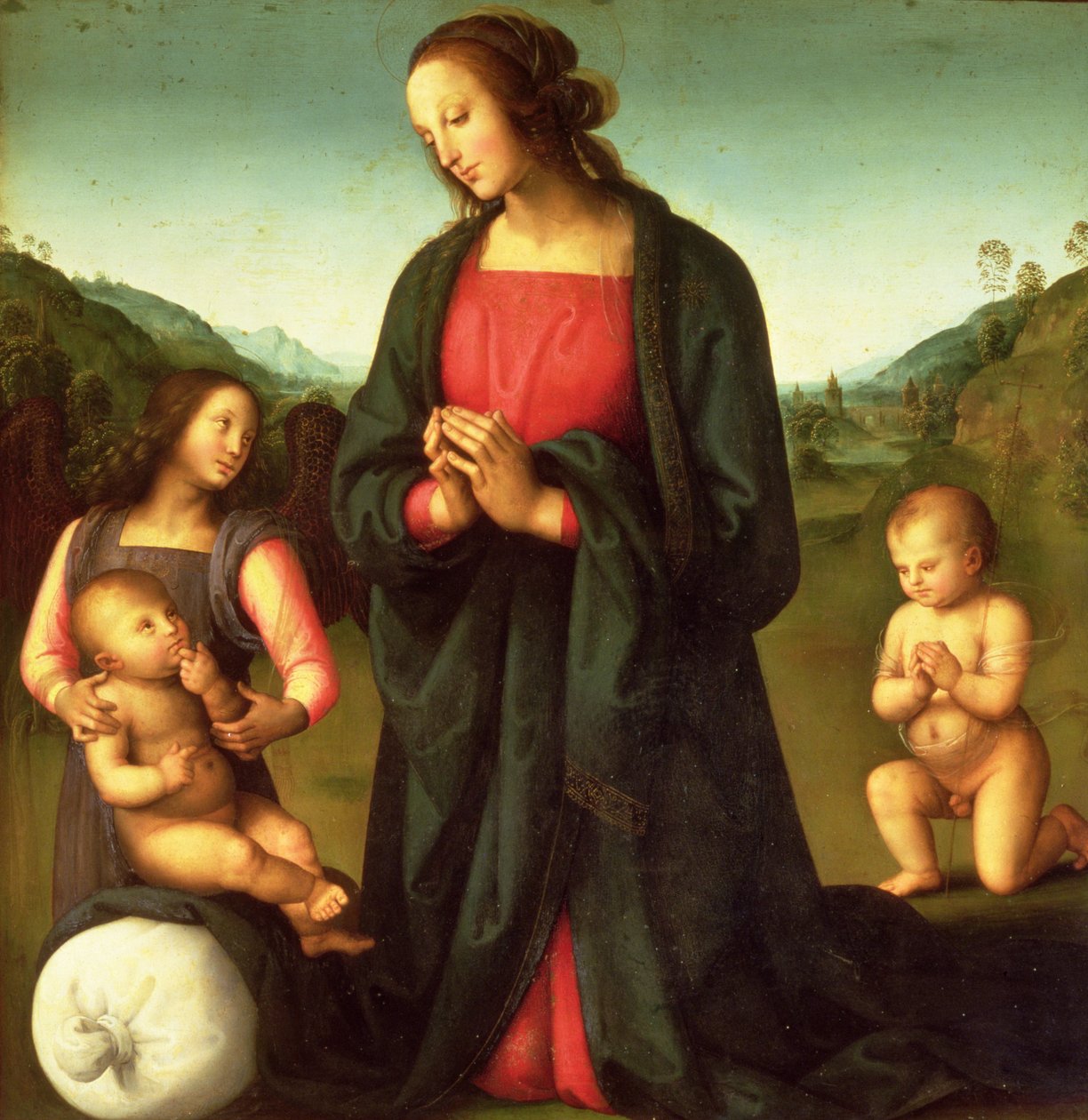 Madonna, die das Christkind anbetet (Madonna del Sacco) von Pietro Perugino