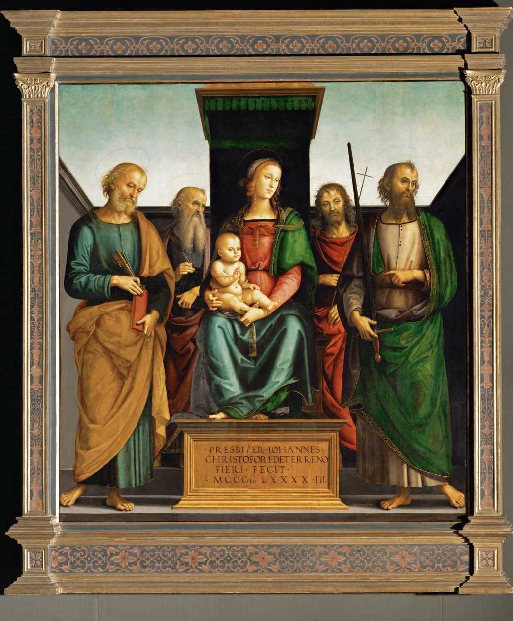 Madonna mit den Heiligen Petrus, Johannes Evangelist, Johannes der Täufer und Paulus von Pietro Perugino