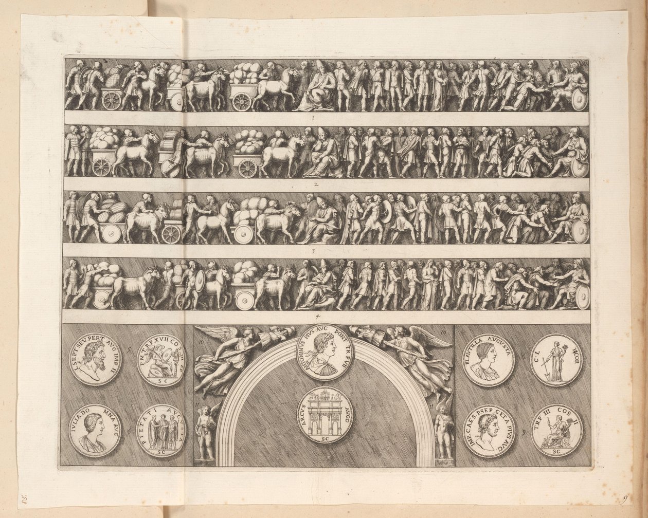 Reliefs am Bogen des Septimius Severus in Rom von Pietro Sante Bartoli