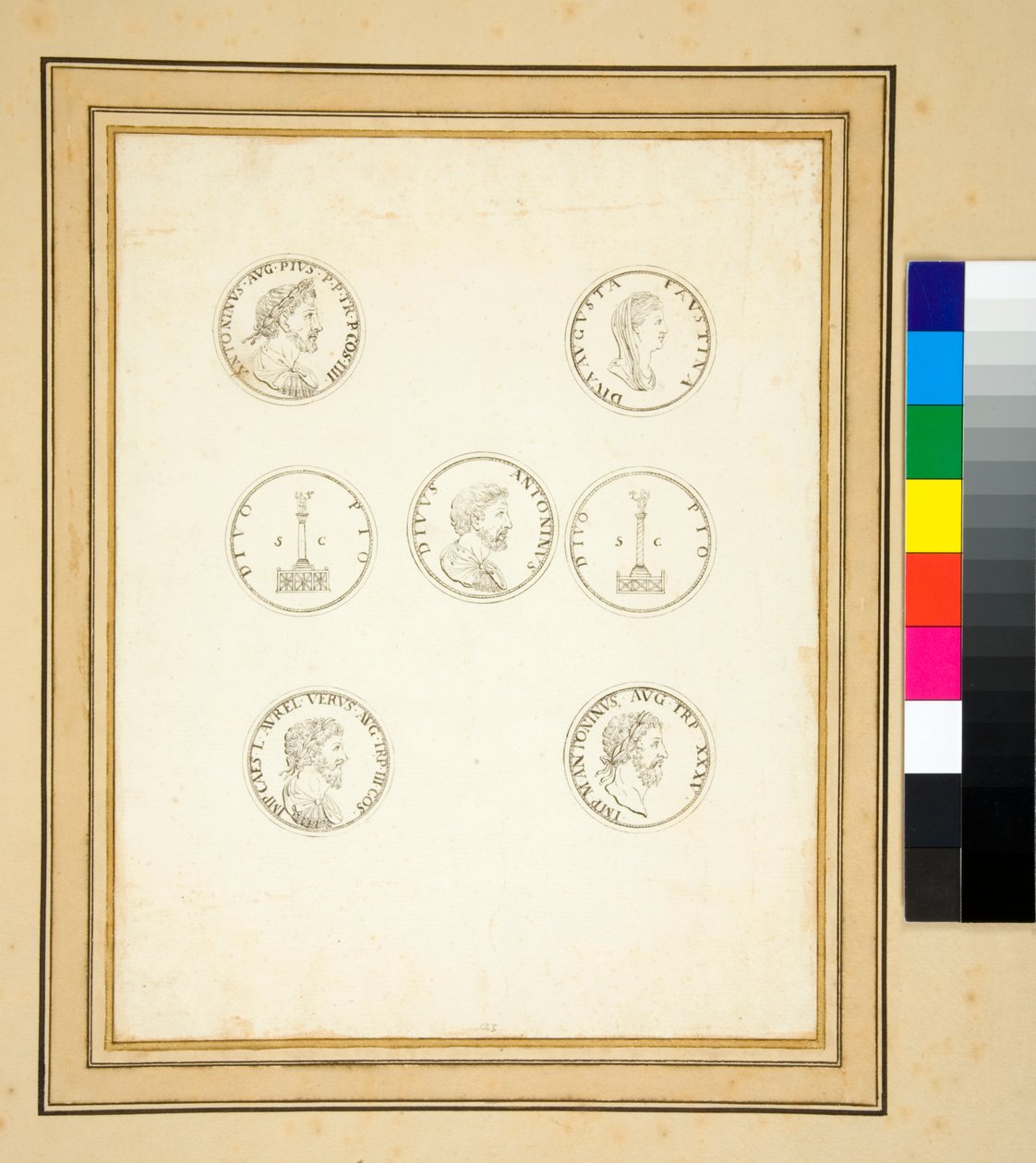 Münzen mit der Säule des Antoninus Pius von Pietro Santi Bartoli