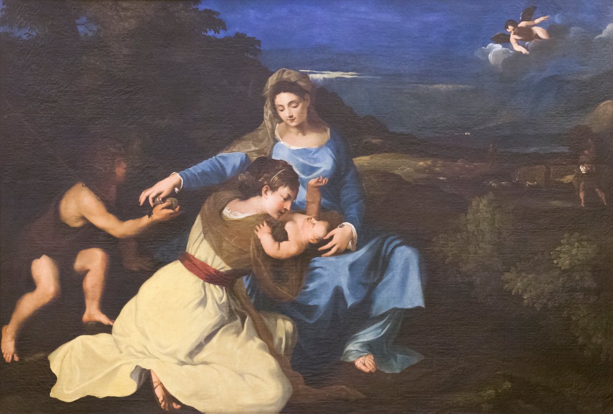 Madonna mit Kind und Heiligen, nach Tizian von Pietro da (1596 1669) Cortona